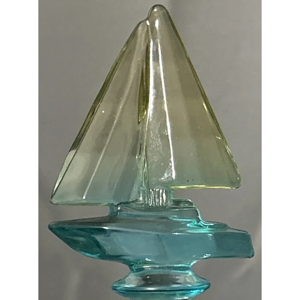 Bottle Stopper Sailboat Teal Yellow Wine Barware Nautical Maritime Handcrafted - Picture 4 of 11